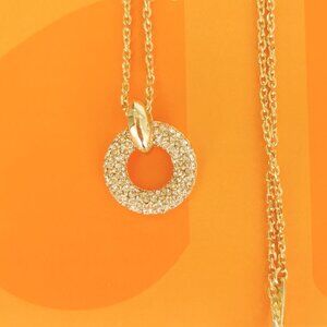 Kendra Scott Mikki Pave White Crystal Short Necklace Gold